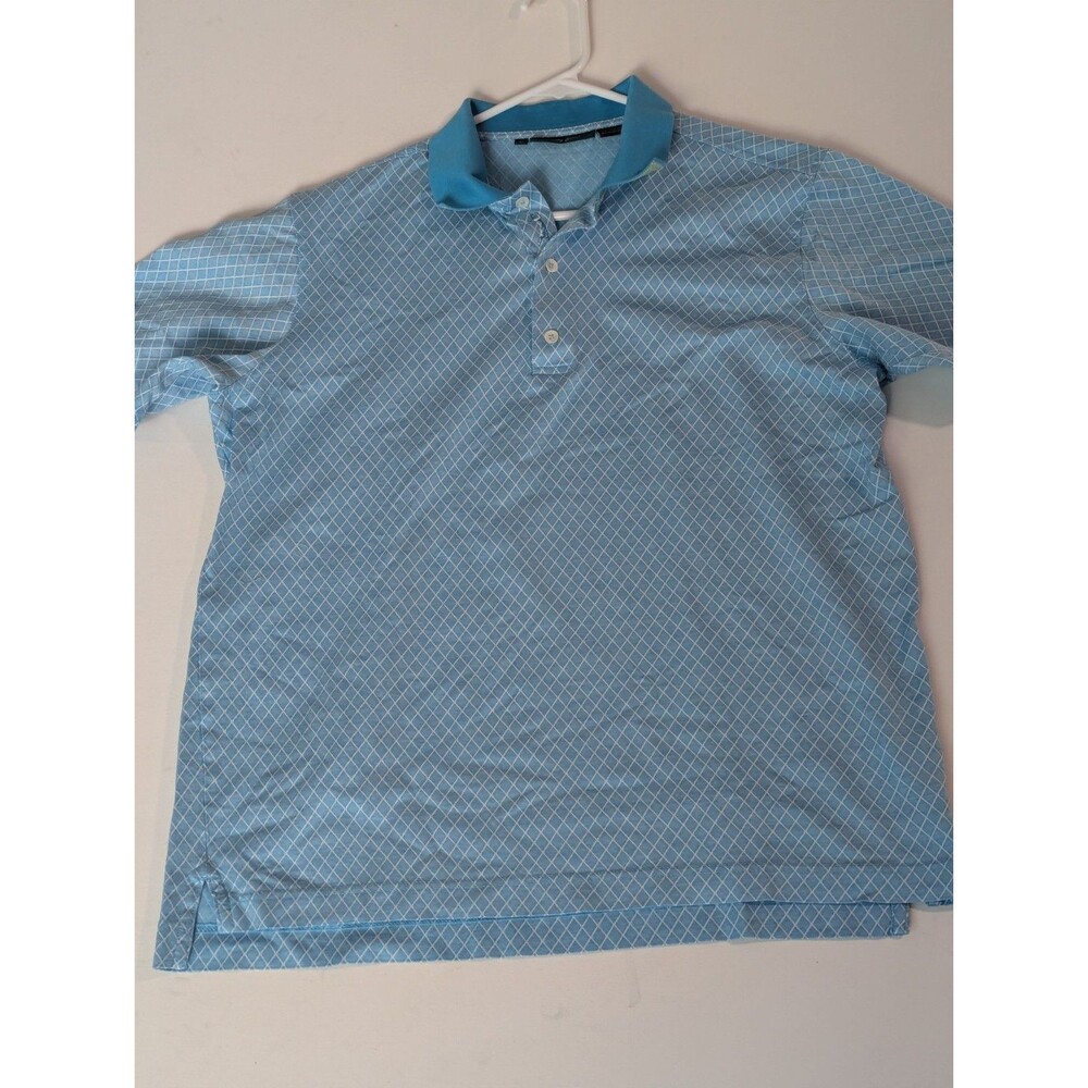 Bobby‎ Jones Golf Polo Mens M Blue Geometric Italian Cotton Performance